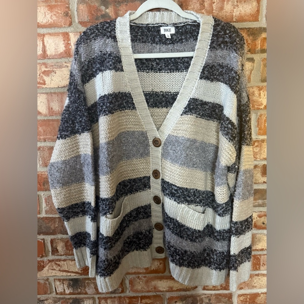 BKE Women's Nubby Striped Cardigan Sweater - Picture 3 of 7